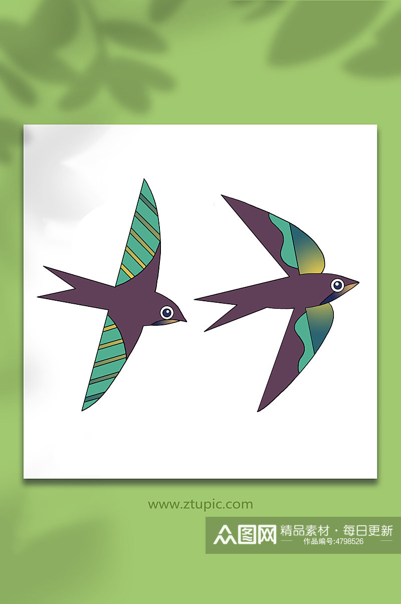 五彩飞禽卡通鸟类燕子动物春季小鸟元素插画素材