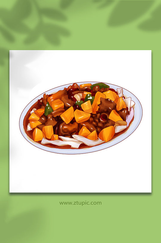 大盘鸡新疆特色美食元素插画