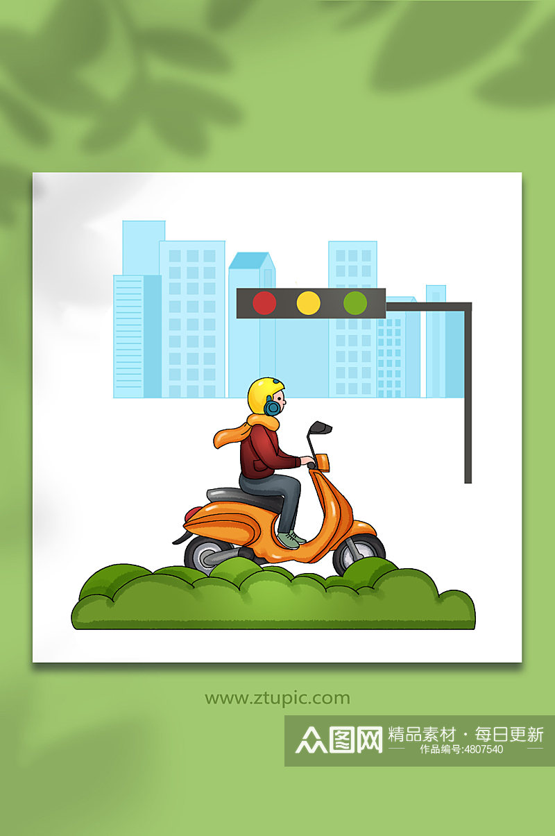 马路骑车交通宣传教育人物元素插画素材