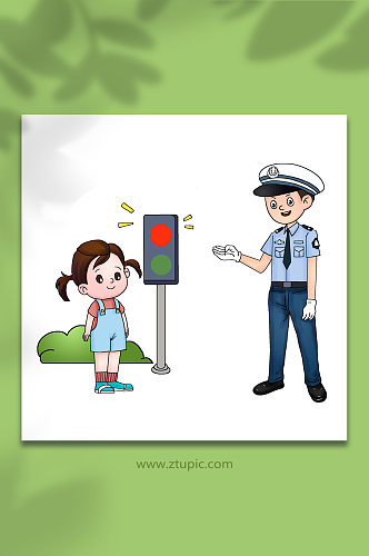 警察马路交通规则宣传教育人物插画
