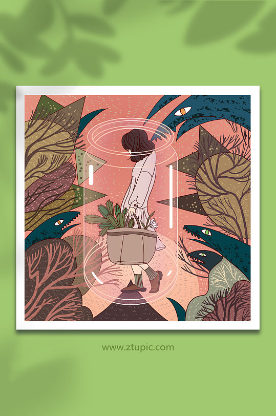 精神压抑压力缓解关爱抑郁症人物插画-众图网