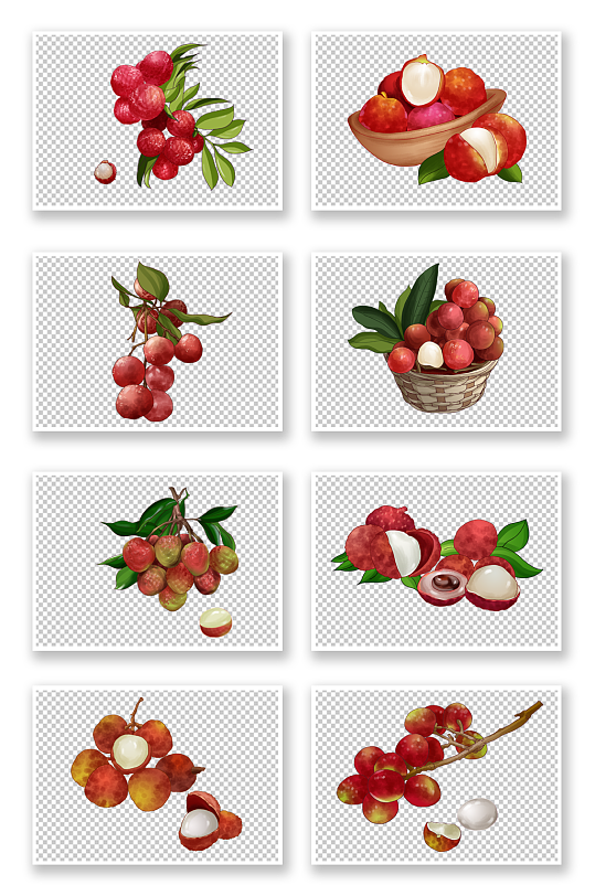 新鲜美味荔枝水果元素插画
