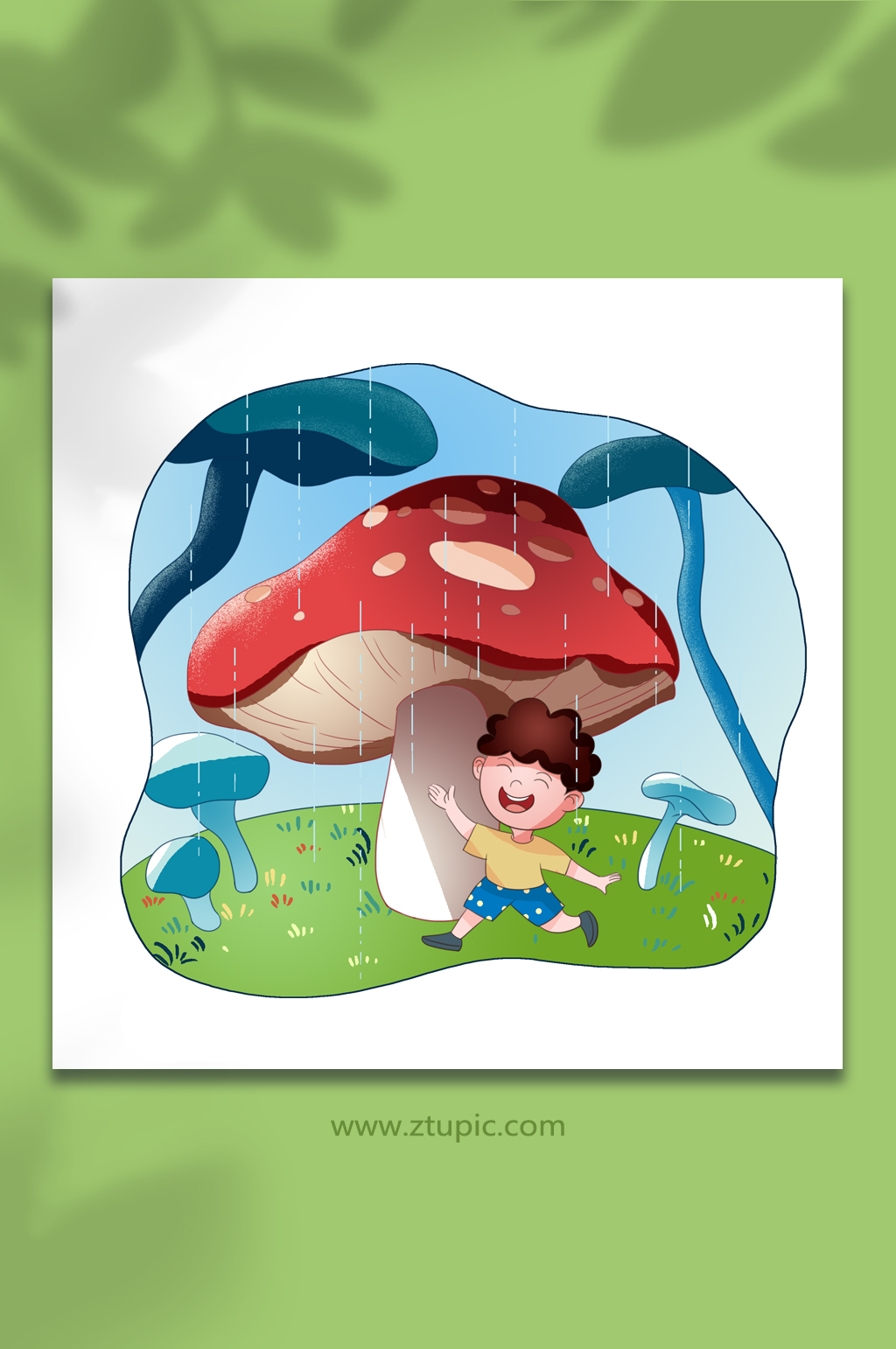雨季乐趣立夏节气夏季人物元素插画素材