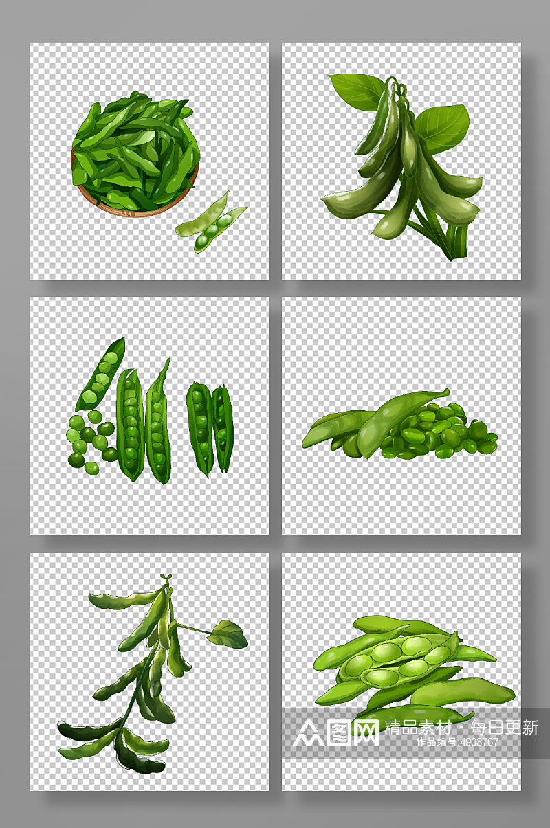 营养食品毛豆蔬菜元素插画素材
