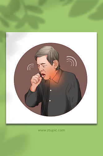 老年人咳嗽慢性病咽炎疾病医疗插画