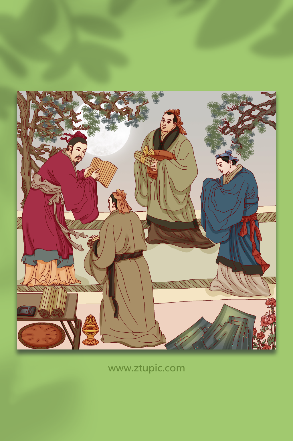 师生素材古代私塾教学老师教师节人物素材