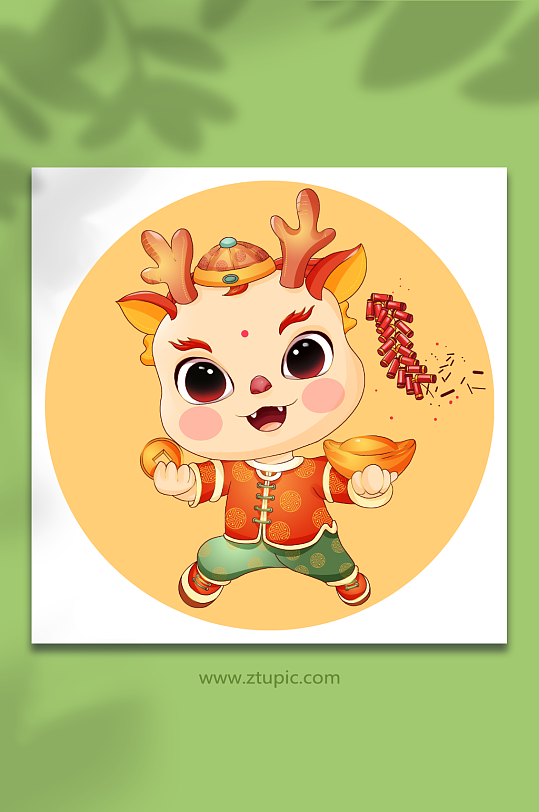 生肖祝福国潮风卡通龙形象-众图网