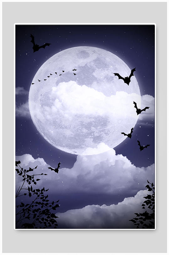 夜黑风高月亮夜晚免扣背景-众图网