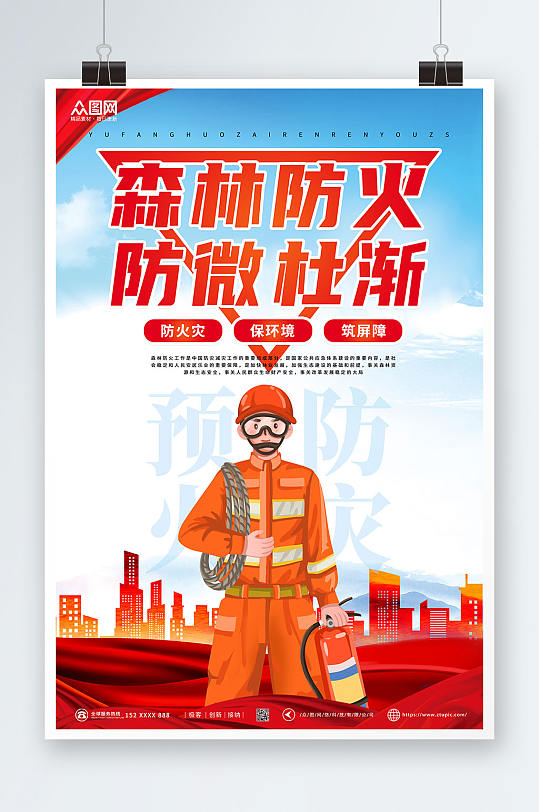 红色简约大气森林防火安全海报