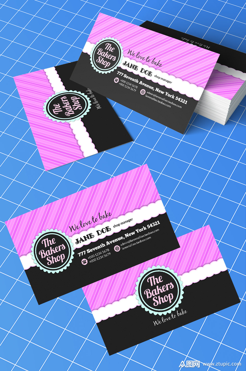 粉色名片设计模板下载-编号25014-众图网