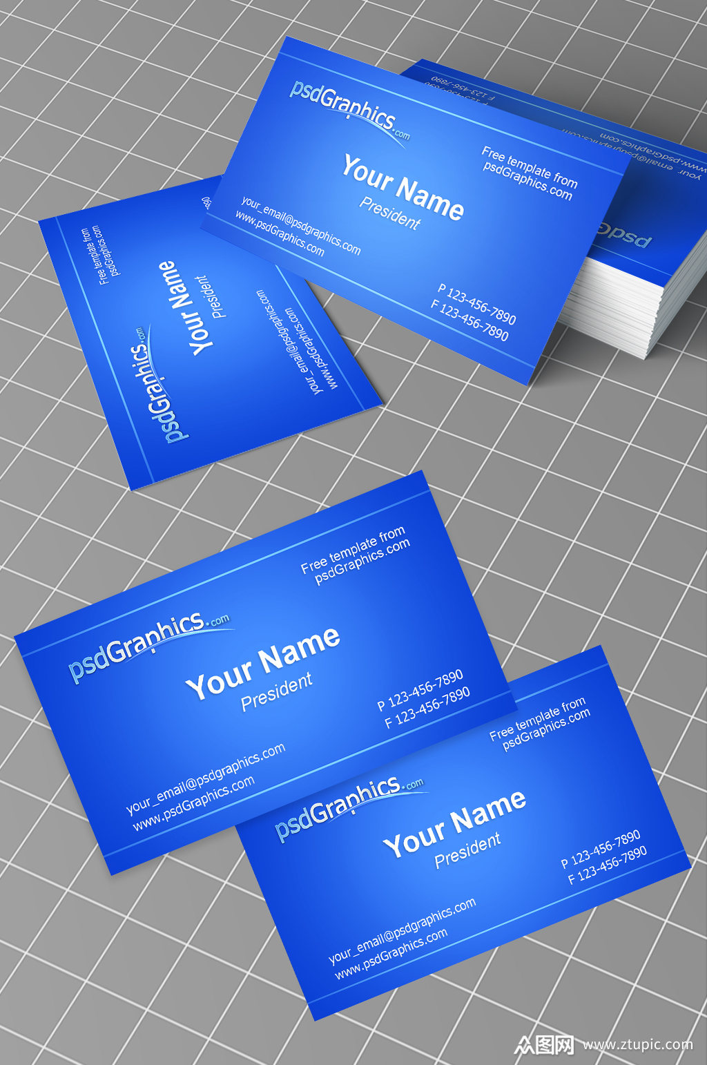 蓝色底纹名片模板模板下载-编号25020-众图网
