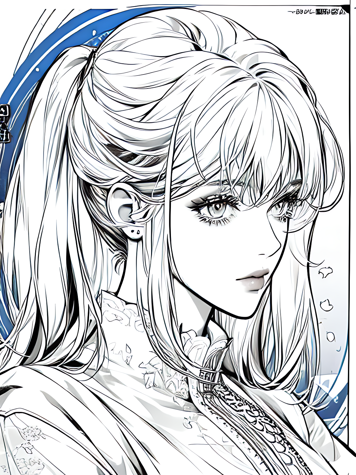 漫画少女线稿AI数字艺术素材