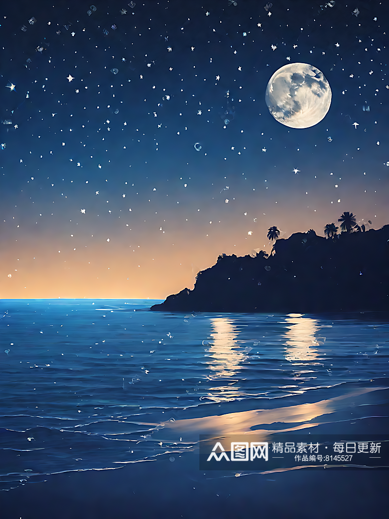 AI数字艺术写实风夜晚的星空素材