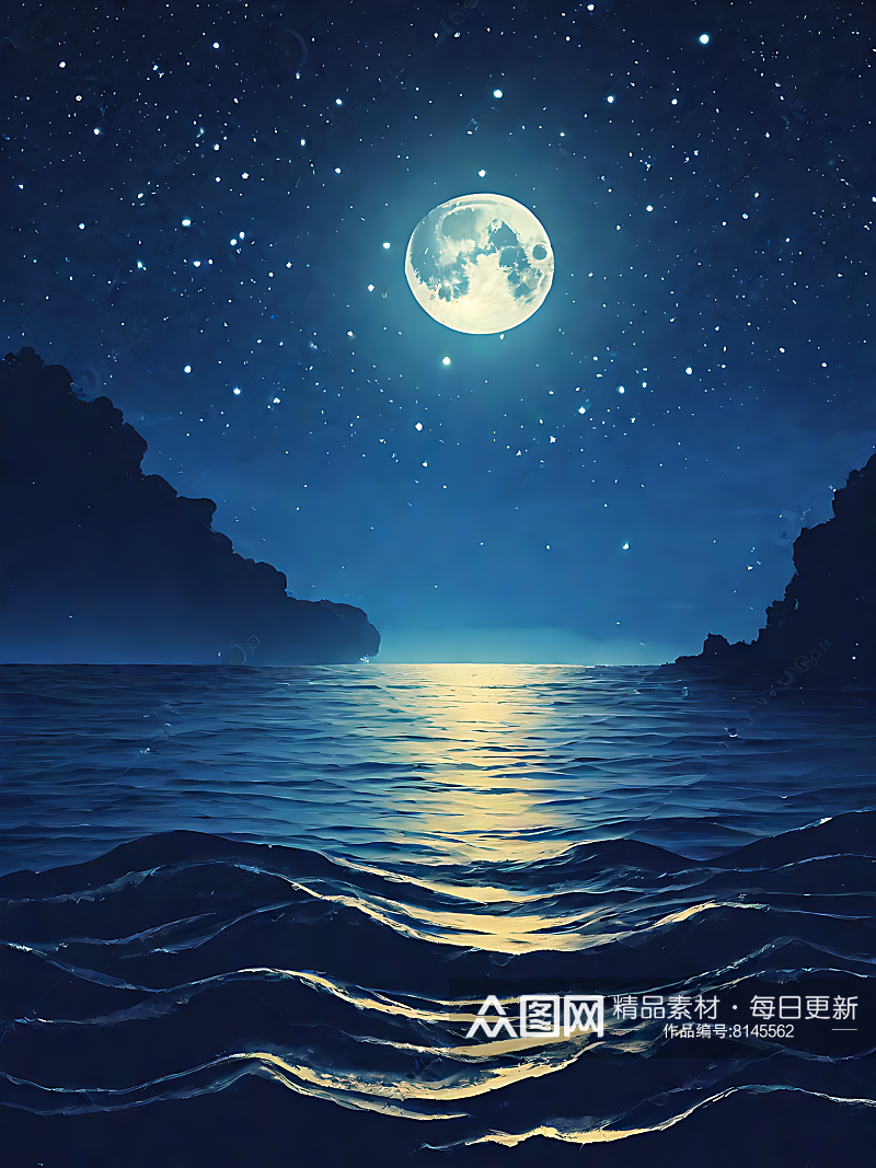 AI数字艺术写实风夜晚的星空素材