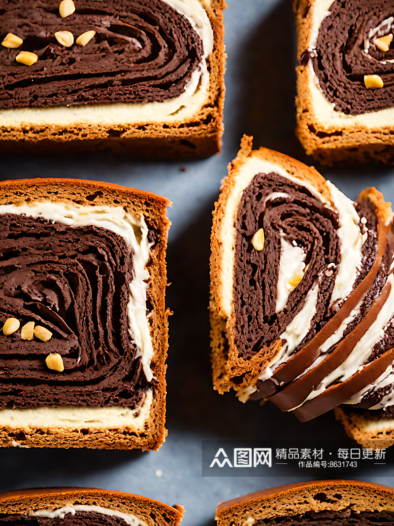 摄影风巧克力卷面包AI数字艺术素材
