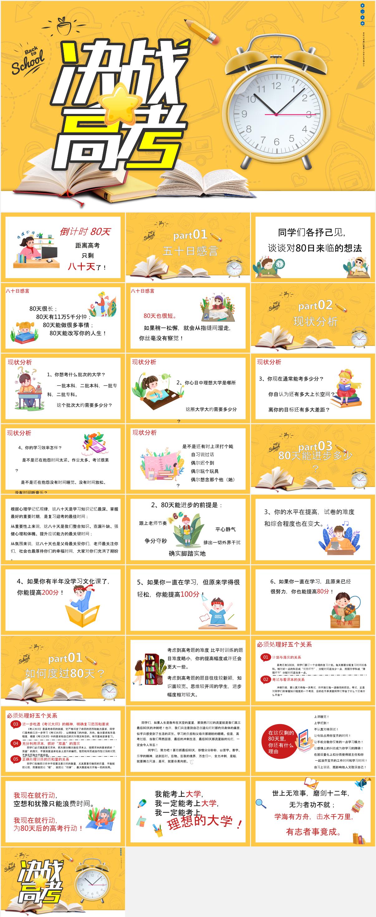 黃色簡(jiǎn)約決戰(zhàn)高考ppt素材