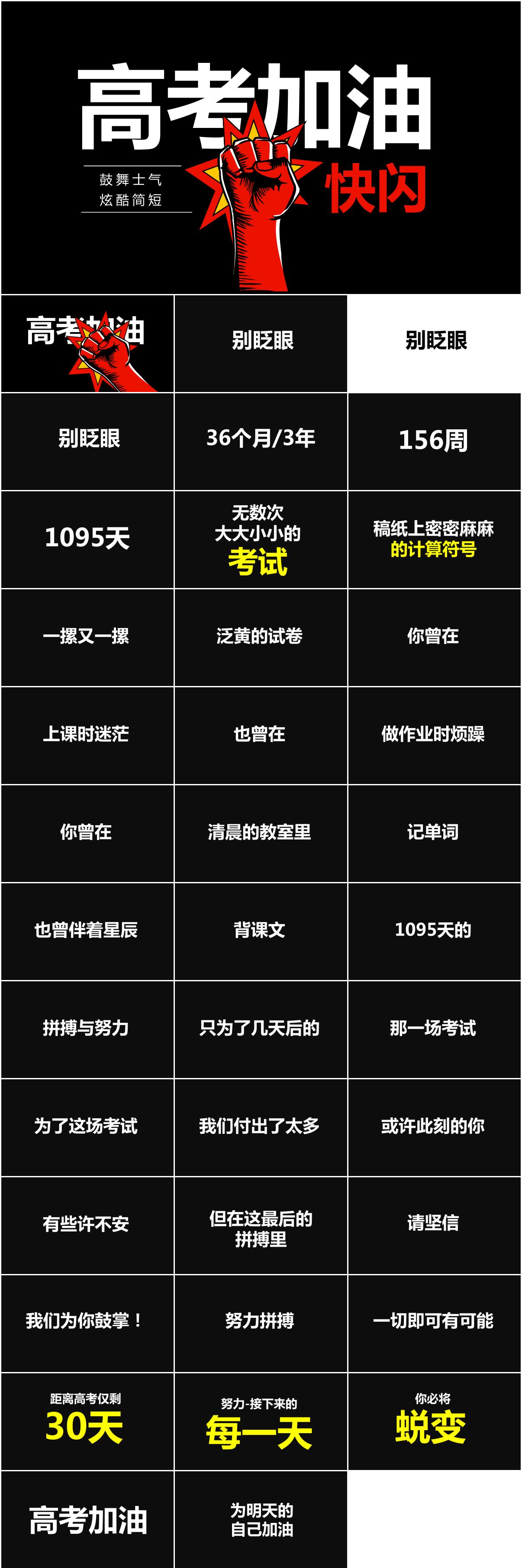 黑色简约高考加油快闪ppt素材