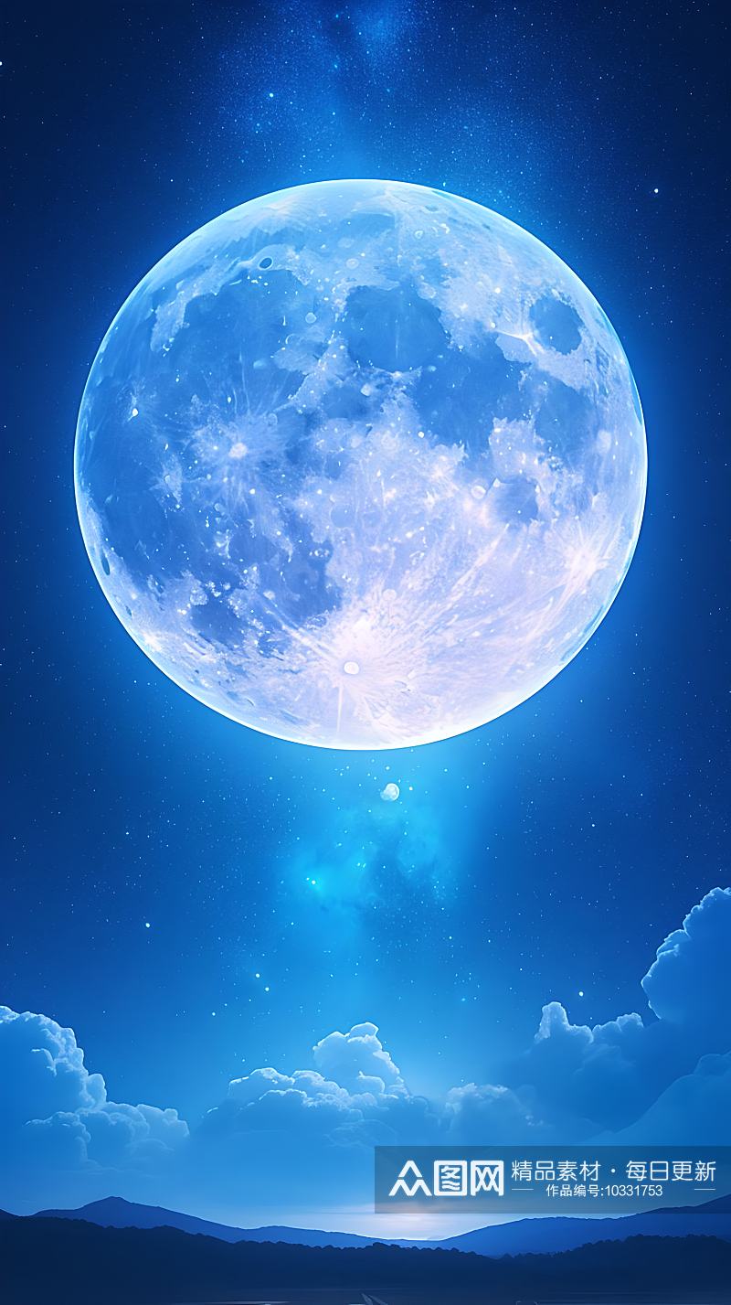 夜空中的圆月写实摄影图素材