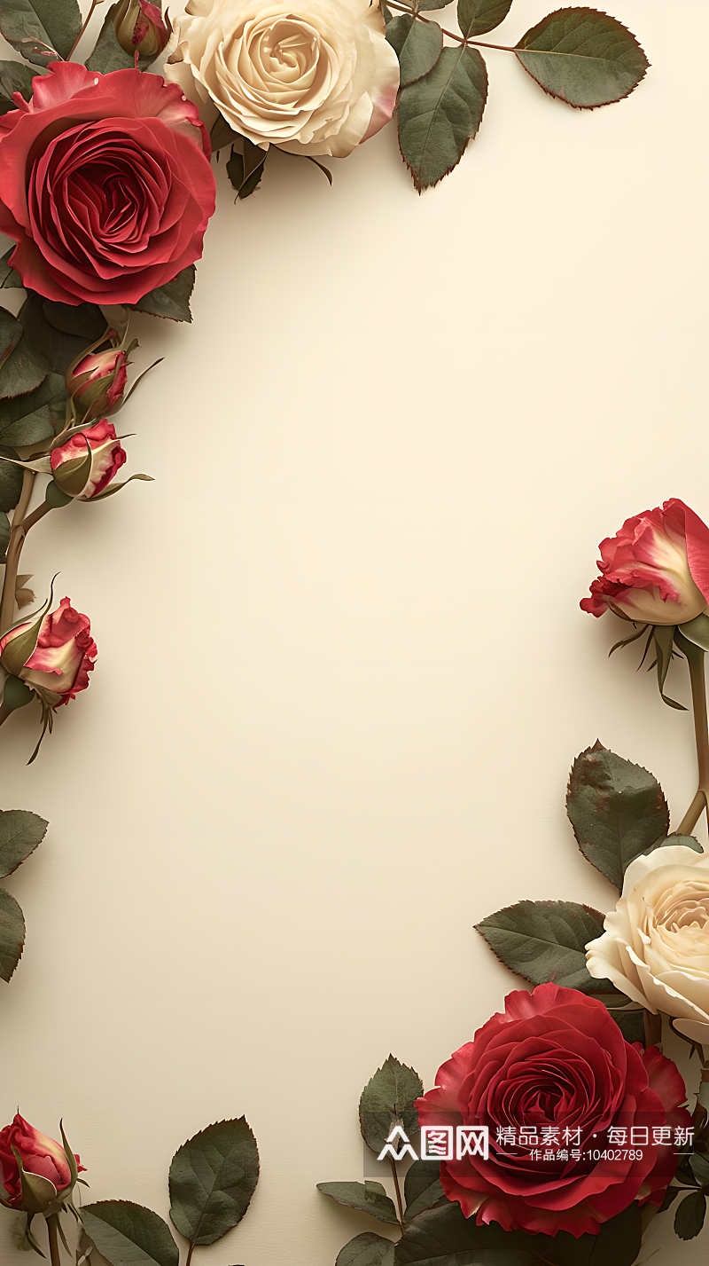 玫瑰花边框写实背景图素材