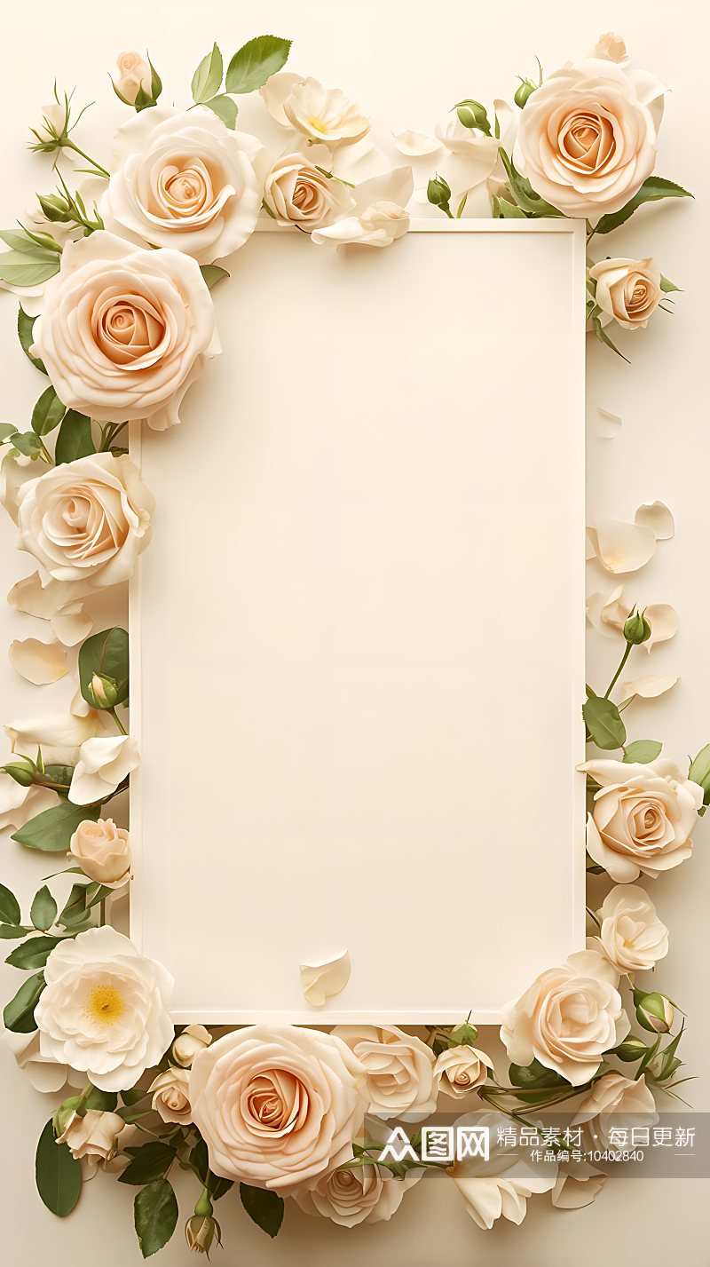 玫瑰花边框写实背景图素材