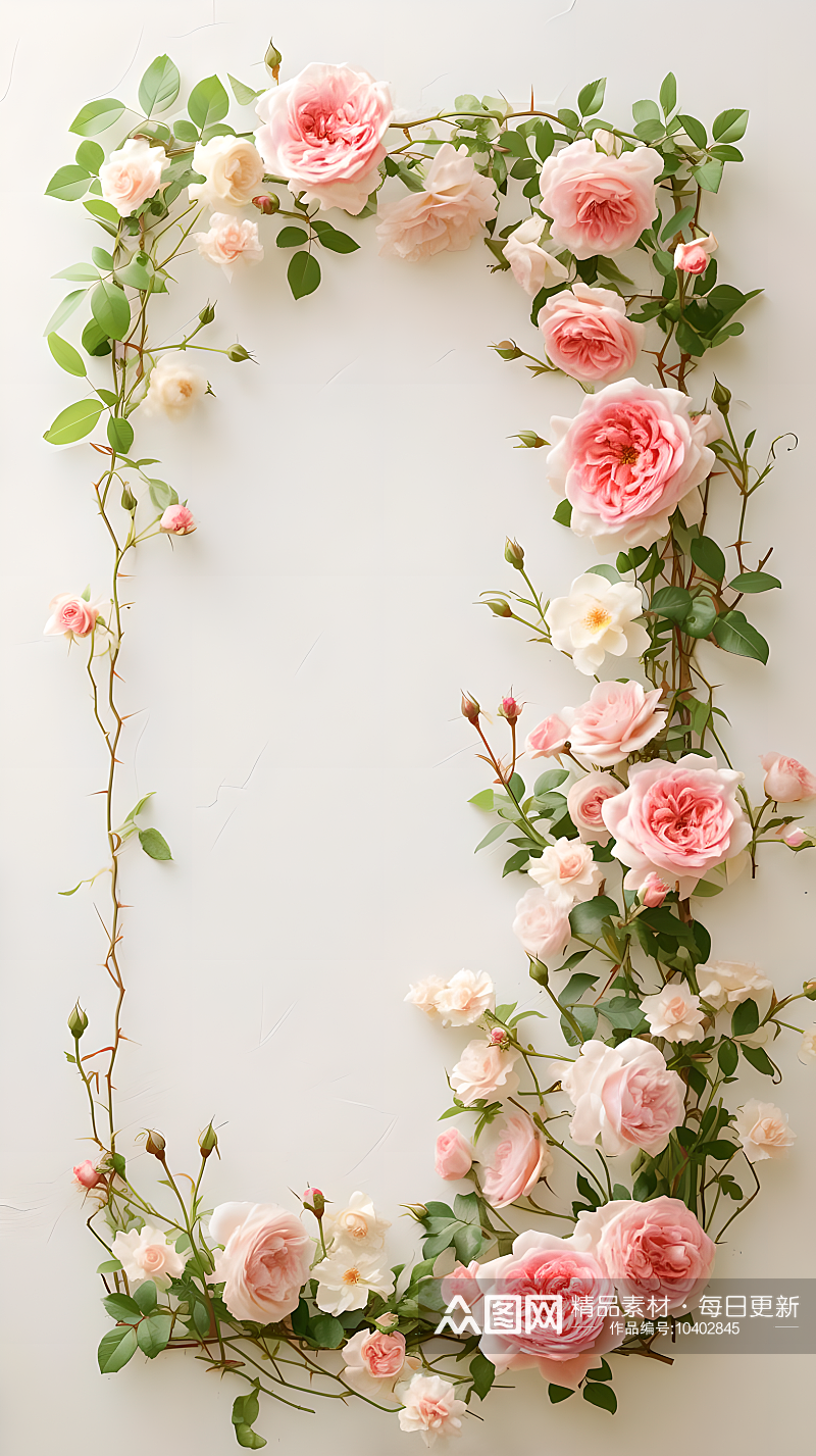 玫瑰花白色边框写实背景图素材