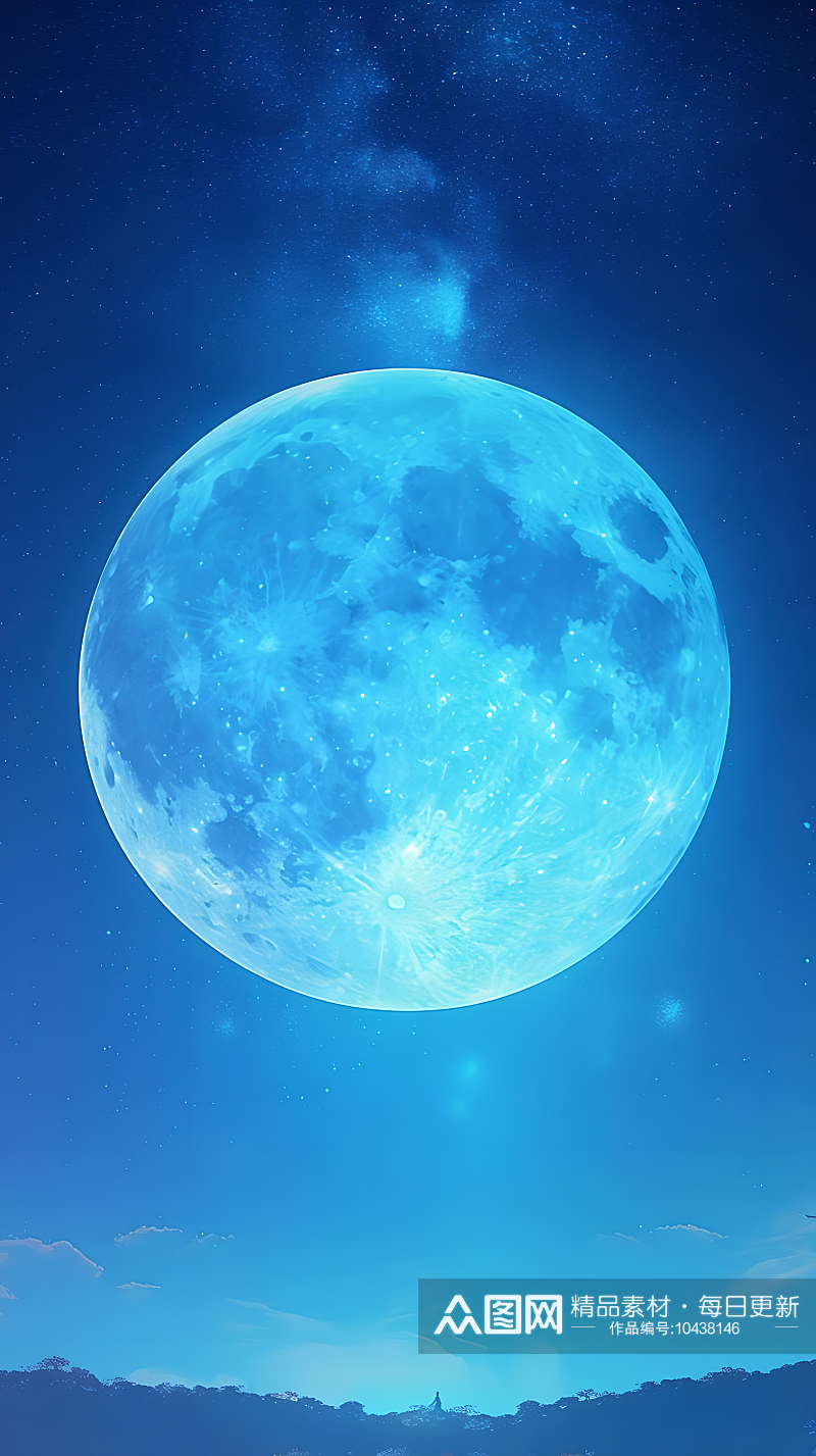 夜晚天空中的圆月摄影图素材