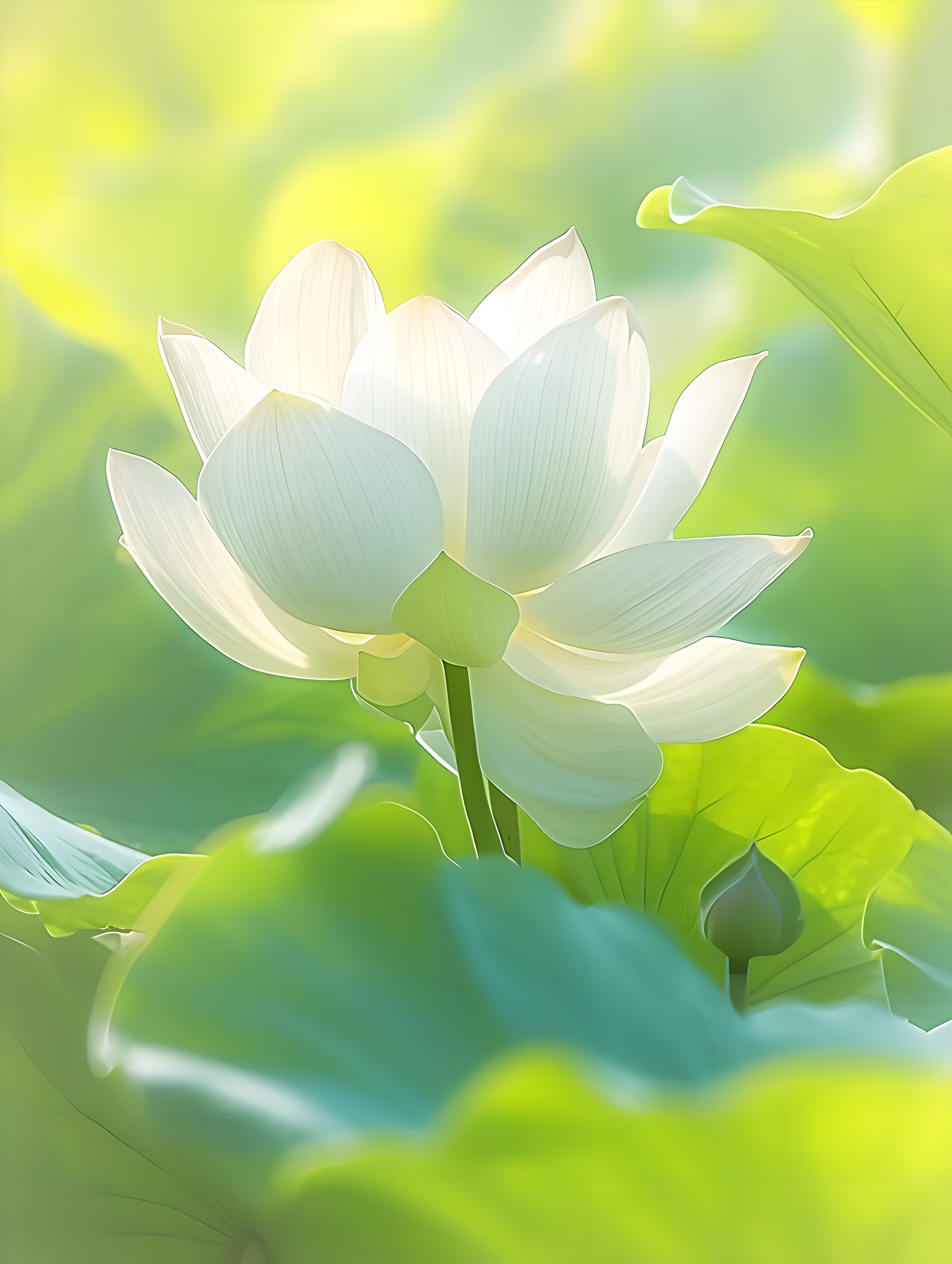 莲花白色花瓣洁净纯粹素材