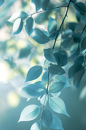 绿色树叶在微风中轻轻摇曳发出沙沙声响素材下载-众图网