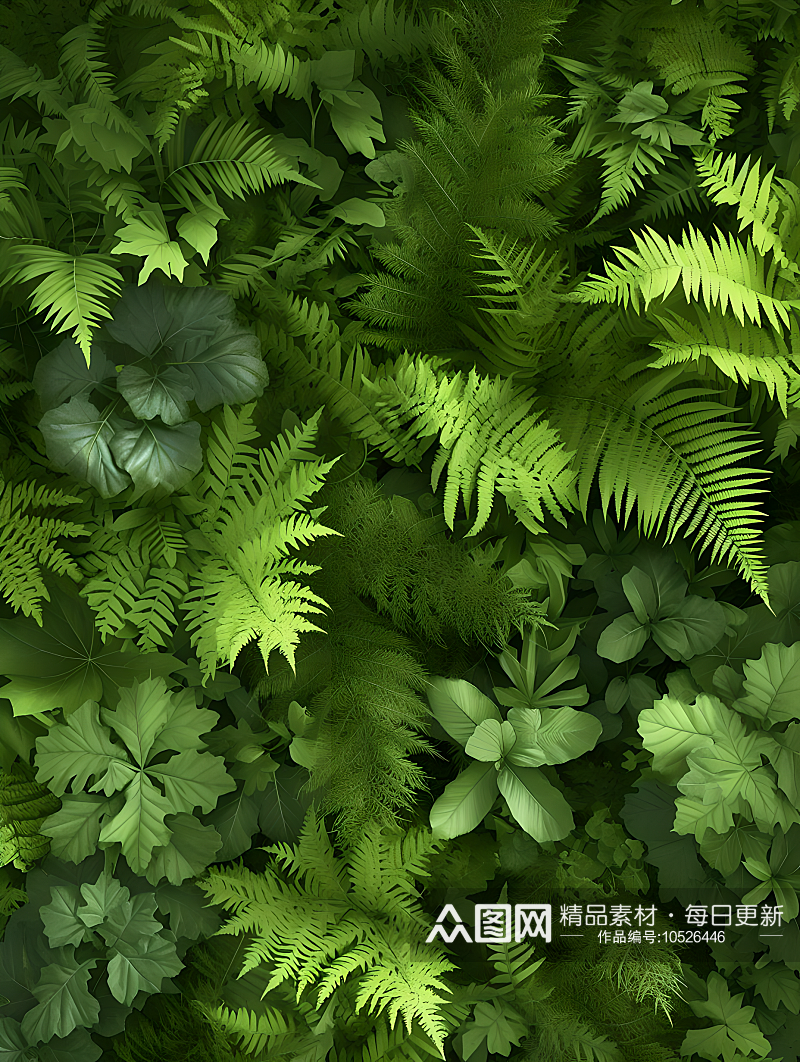 茂密的蕨类植物叶片翠绿如羽素材