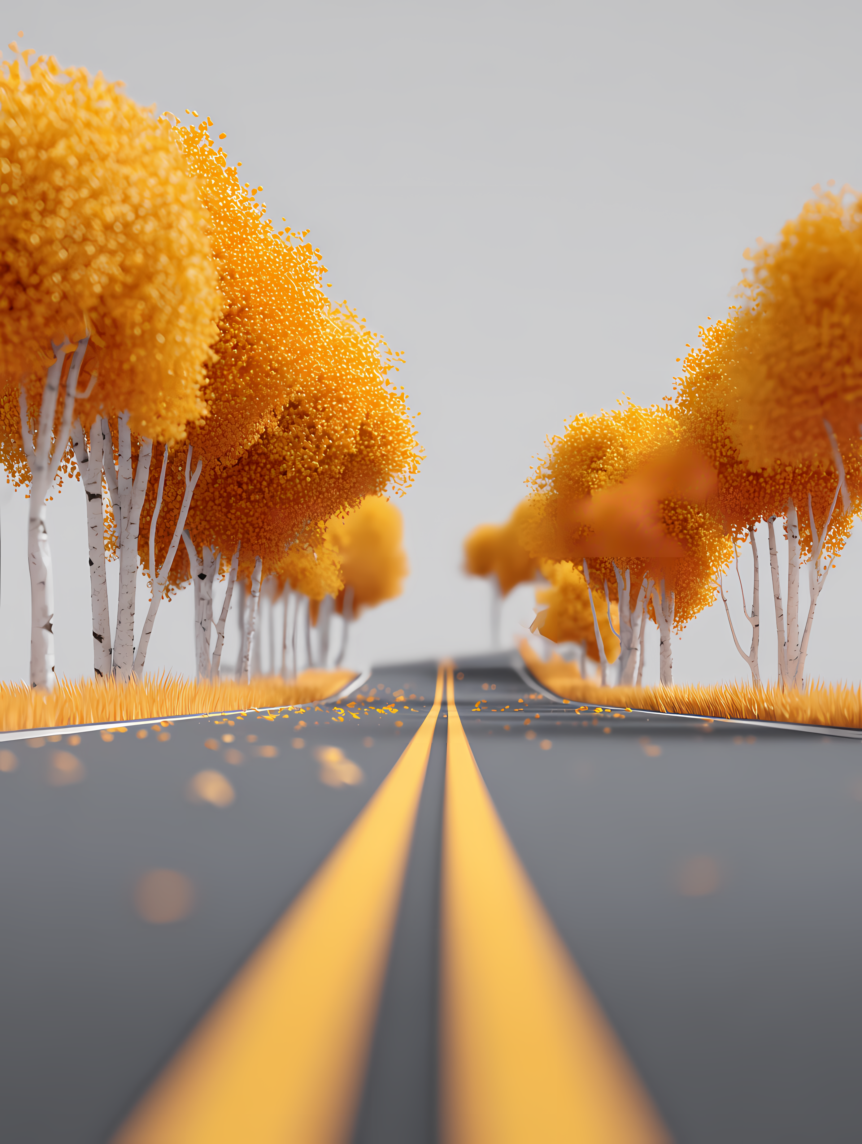 秋日林间小路风景插画图素材