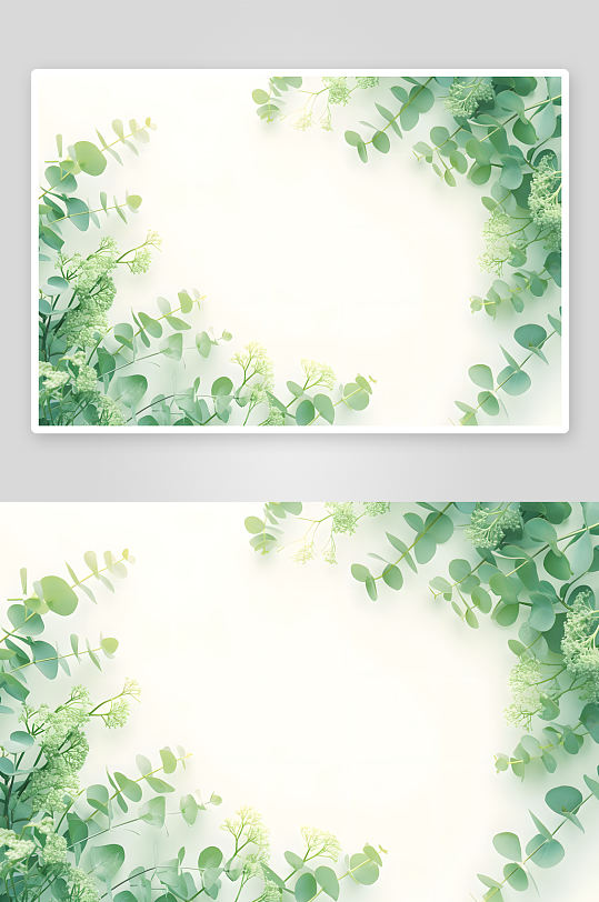 绿植树叶写实边框白底