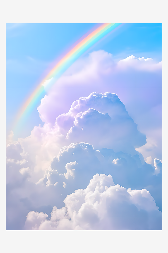 天空中彩虹绚丽多彩七彩光芒在空中交织