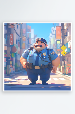 一名警察在街头巡逻