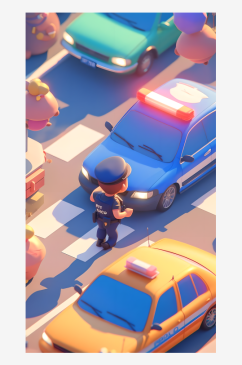 一名警察在街头巡逻