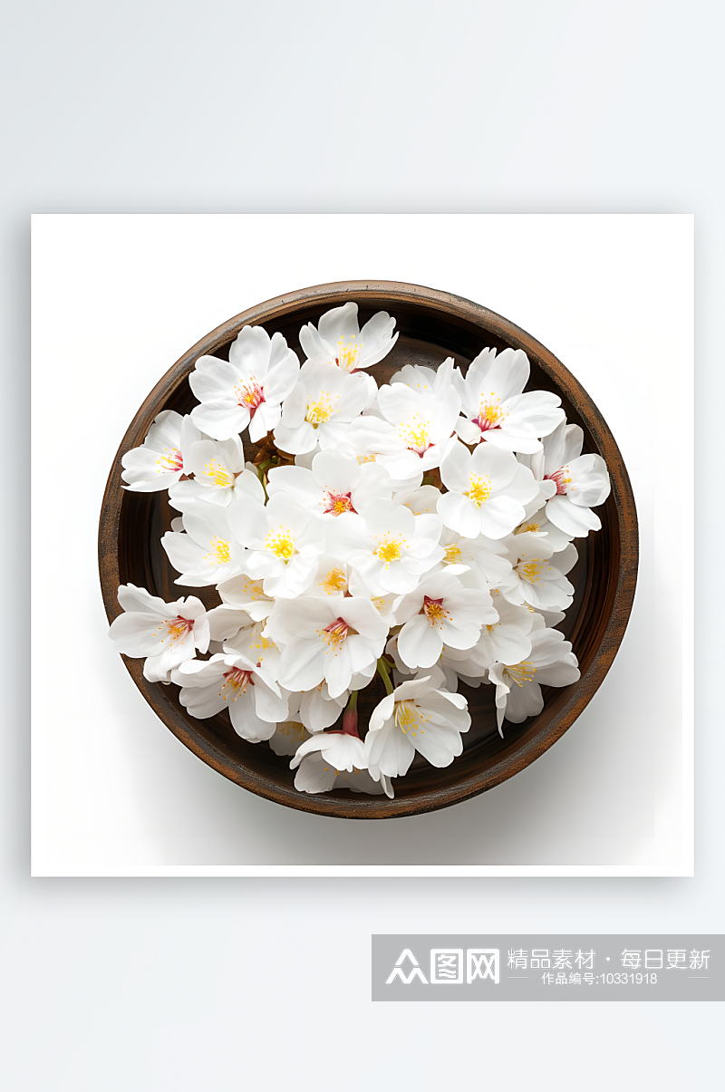 植物樱花写实图白色背景素材