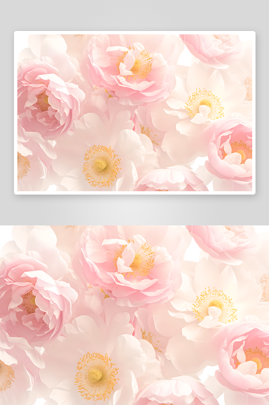 粉色白色鲜花平铺背景素材