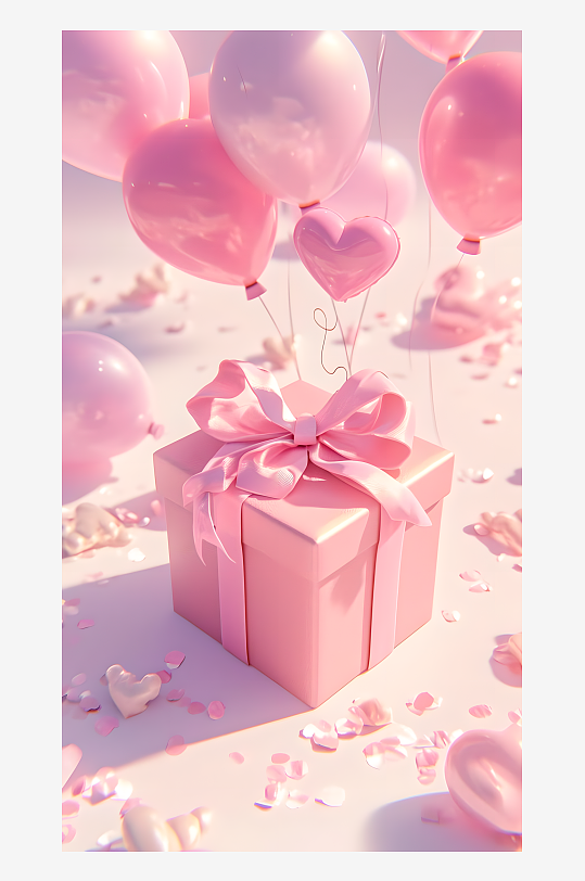 可爱的粉色礼盒3D效果