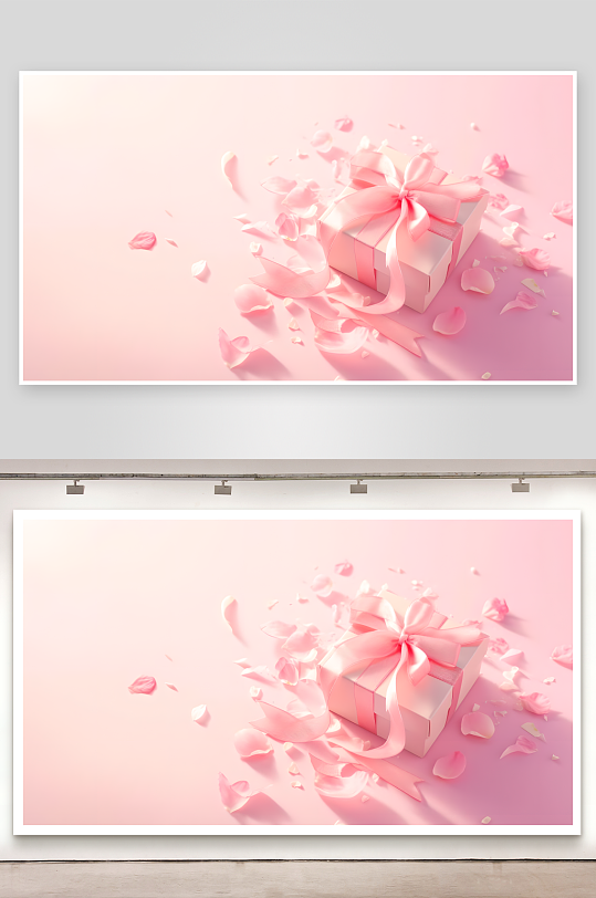 可爱的粉色礼盒3D效果