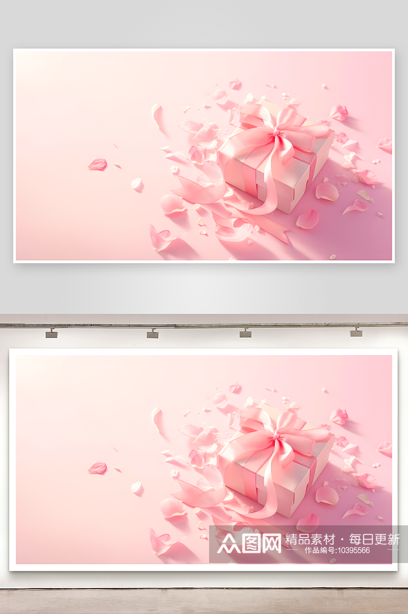 可爱的粉色礼盒3D效果素材