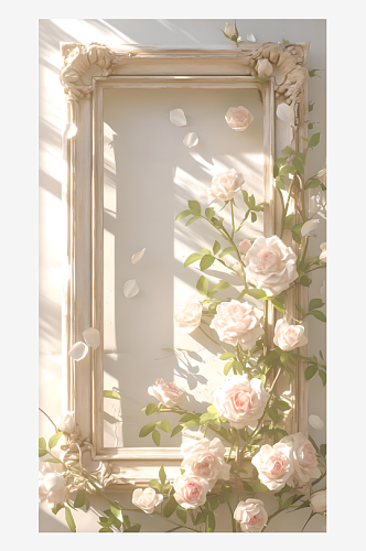 玫瑰花边框写实背景图
