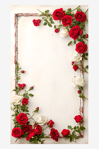 玫瑰花边框写实背景图