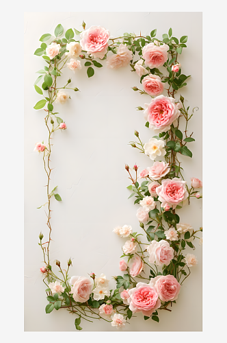 玫瑰花白色边框写实背景图