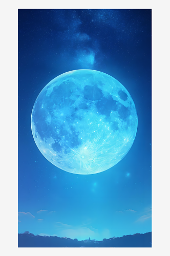 夜晚天空中的圆月摄影图