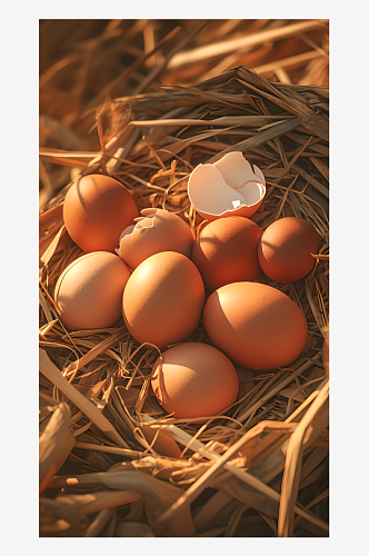 农场的有机鸡蛋摄影图