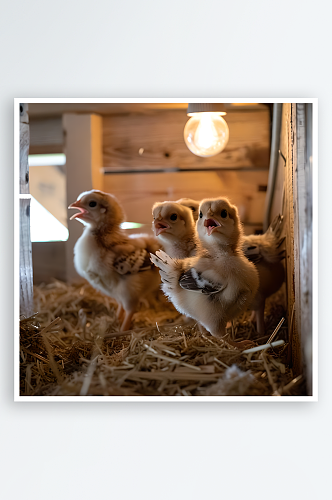 农场鸡舍里的鸡摄影图