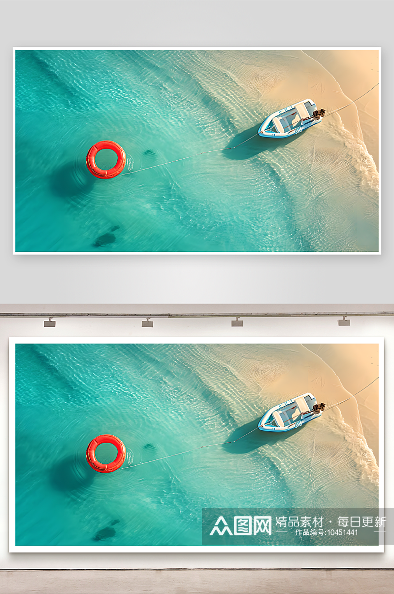 阳光明媚沙滩上的游泳圈素材