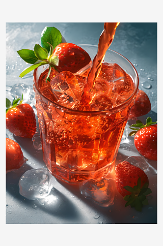 美味饮品草莓汁写实图