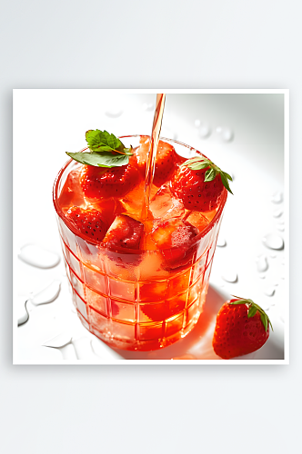 美味饮品草莓汁写实图