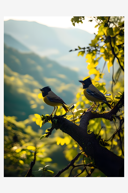 树冠间鸟儿的鸟鸣回荡在悠远的山谷中