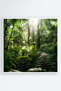 茂密的蕨类植物叶片翠绿如羽